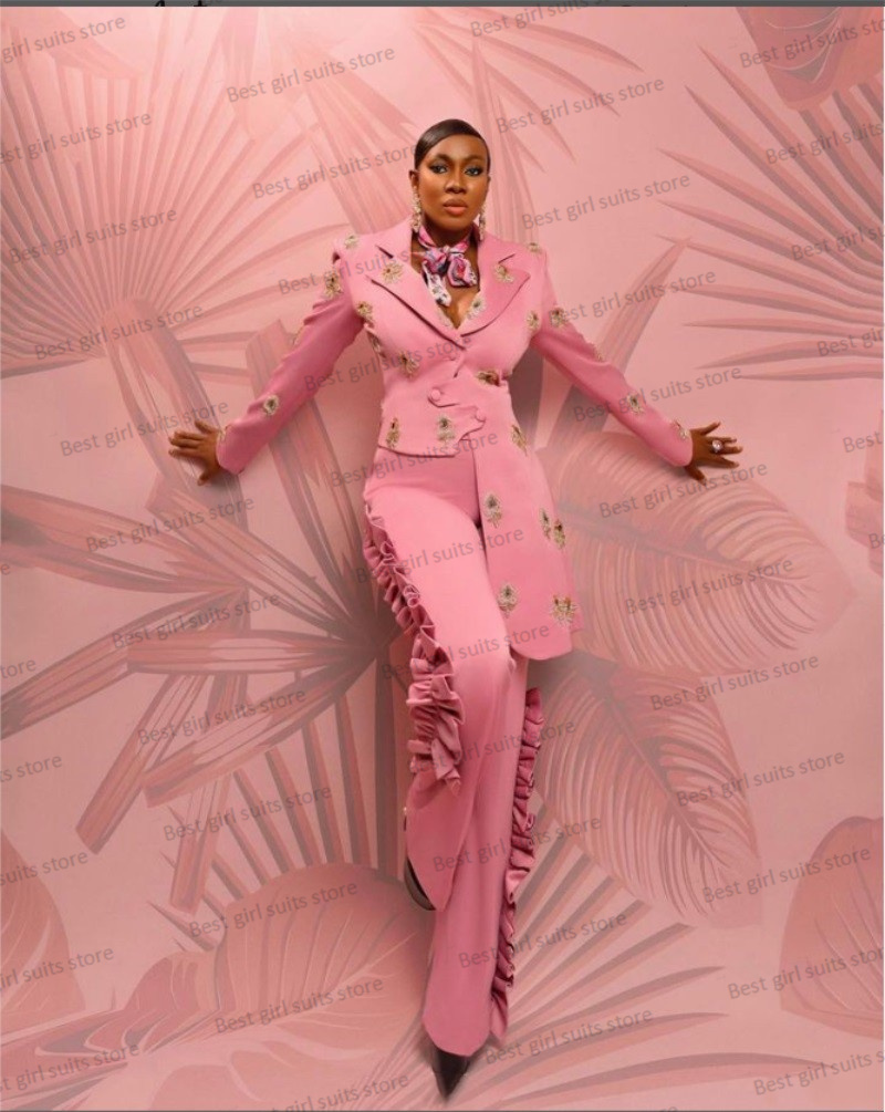 Women'S Formal Wear For A Wedding Guest - Pembe düğün kadınlar Suit Set Blazer