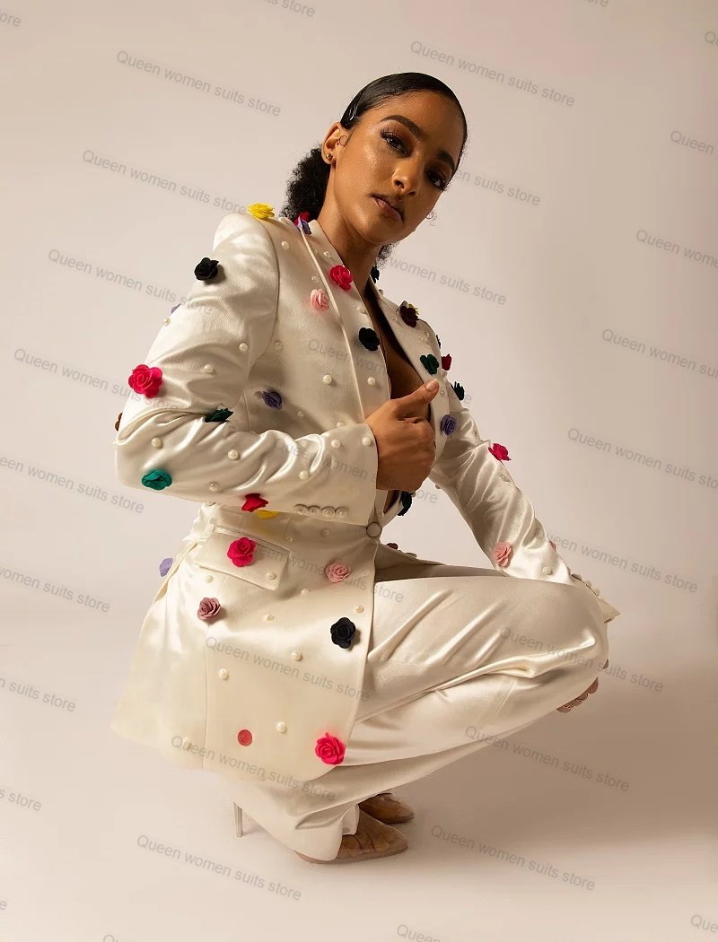 Women'S Formal Jackets To Wear With Dresses - Kırık Beyaz Saten Kadın Takım Elbise