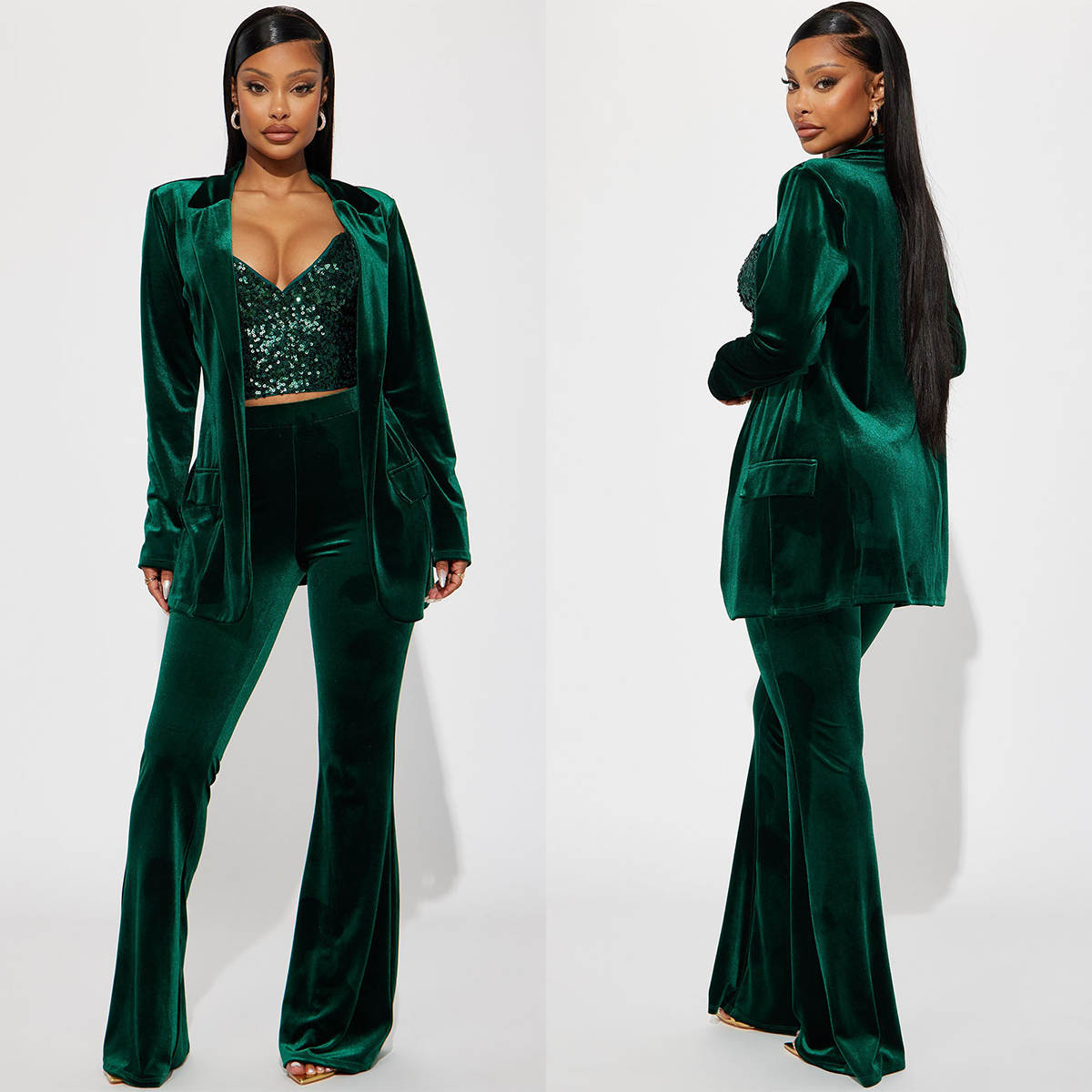 Women'S Formal Jackets To Wear With Dresses - Yeşil Kadife Kadın Pantolon Takım Elbise