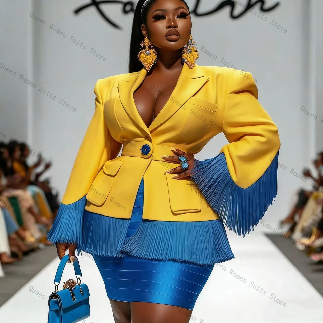 Women'S Formal Jackets To Wear With Dresses - Mavi Püskül Kadın Takım Elbise Etek